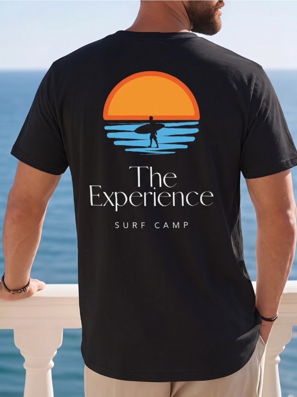 The Experience Surf camp black t shirt Panama Bocas del Toro Gildan Large L